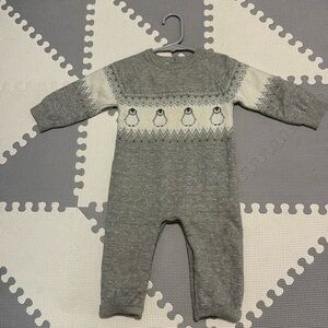 JANIE AND JACK BABY PENGUIN FAIR ISLE ONE PIECE